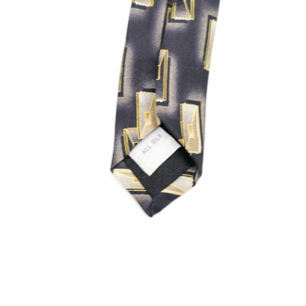 Pierre Cardin Black Tan‎ Abstract Print Wide Silk Tie